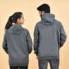 Shop King Queen Personalized Fleece Hoodies For Couple - Grey