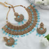 Kundan And Blue Beads Choker Set Online