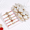 Kundan and Meena Rakhi And Kaju Katli  Set Of 5 Online