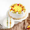 Kundan And Meena Work Rakhi With Delectable Fruit Cake Online