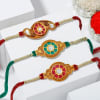 Kundan and Meena Work Set of 3 Rakhis Online