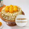 Kundan And Pearl Rakhi Set Of 2 With Motichoor Ladoo Cake Online