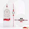 Kundan And Pearl Work Bhaiya Bhabhi And Kids Rakhi Set - Red Online