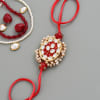 Gift Kundan And Pearls Oval Red Rakhi