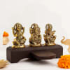 Gift Laxmi, Ganesha, And Saraswati Metal Idol With Diya