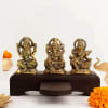 Buy Laxmi, Ganesha, And Saraswati Metal Idol With Diya