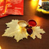 Gift Leaf Design Thali With Almonds & Dry Fruits