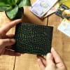 Buy Leaf Green Croc Embossed Personalized Leather Wallet