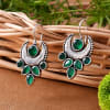 Buy Leafy Moon Green Stone Earrings