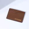 Gift Leather Card Case And Keychain Set - Personalized - Dark Tan