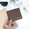 Buy Leather Wallet And Card Holder Set - Personalized - Dark Tan
