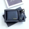 Leather Wallet And Keychain Set - Personalized - Black Online