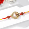 Gift Lord Ganesha CZ Stones Rakhi And Besan Laddoo Combo