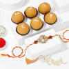 Lord Ganesha CZ Stones Rakhi And Besan Laddoo Combo Online