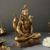 Gift Lord Shiva Gold Toned Hand Painted Idol