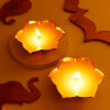 Gift Lotus Design Metal Candle - Set Of 2
