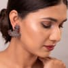 Buy Lotus Fan Silver Oxidised Earrings