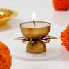 Gift Lotus Metal Diya with Tealight Candle