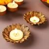 Gift Lotus T-Light Holders And Flavoured Dry Fruits Gift Box