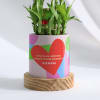 Gift Love Is All Around - Two-Layered Bamboo Plant With Personalized Planter