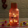 Gift Love Messages In LED Lights Pink Glass Bottle