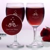 Lovebirds Personalized set of two wine glasses Online