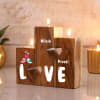 Gift Lovebirds Personalized Wooden T-Light Stand