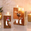 Buy Lovebirds Personalized Wooden T-Light Stand