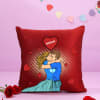 Gift Lovers' Kiss Personalized Red Cushion