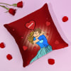 Lovers' Kiss Personalized Red Cushion Online