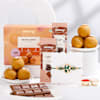 Luxurious Kundan Rakhi And Chocolate Hamper Online