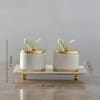 Gift Marble Containers with Tray in Brass Work