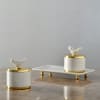 Buy Marble Containers with Tray in Brass Work