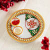 Gift Marble Swasthik Designed Tikka Thali with Moli