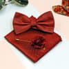 Gift Maroon Bow Tie & Pocket Square Set for Birthday
