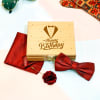Maroon Bow Tie & Pocket Square Set for Birthday Online