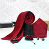 Buy Maroon & Gold-Toned Tie Set for Men - Customized with Logo & Name