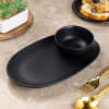 Gift Matte Black Ceramic Serving Platter And Bowl Set