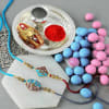 Meena Rakhis With Dragees And Pooja Thali Online