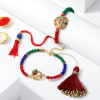 Gift Meena Work Bhaiya Bhabhi Rakhis With Kids' Cartoon Rakhi