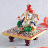 Gift Meenakari Pagdi Marble Ganesha with Kundan Work Chowki