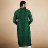 Buy Men's Silk-Cotton Long Woven Kurta (Green)