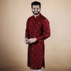 Gift Men's Silk-Cotton Long Woven Kurta (Maroon)