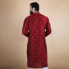 Shop Men's Silk-Cotton Long Woven Kurta (Maroon)