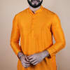 Buy Men's Silk-Cotton Long Woven Kurta (Orange)