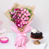 Mesmerising Orchids And Roses With Chocolate Cake Online