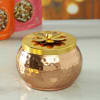 Shop Metal Diya with Dry Fruits in Copper Finish Metal Jar