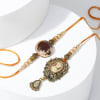 Gift Metallic Bhaiya Bhabhi Rakhi in Victorian Design