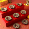 Buy Metallic Painted Clay Diyas - Set of 8