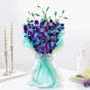 Gift Midnight Truffle Cake And Blue Orchids Bouquet Combo